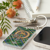 Porte-clés Clan Scott Crest sur Green Tartan (Devant droit)