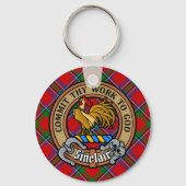 Porte-clés Clan Sinclair Crest sur Red Tartan (Recto)