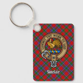 Porte-clés Clan Sinclair Crest sur Tartan (Recto)