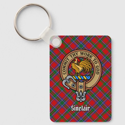 Porte-clés Clan Sinclair Crest sur Tartan (Recto)