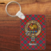Porte-clés Clan Sinclair Crest sur Tartan (Recto)