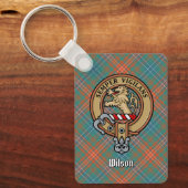 Porte-clés Clan Wilson Crest au-dessus de Tartan antique (Recto)