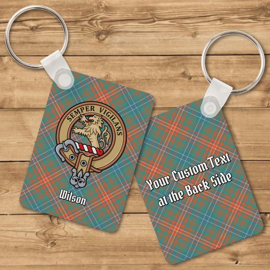 Porte-clés Clan Wilson Crest au-dessus de Tartan antique