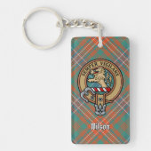 Porte-clés Clan Wilson Crest au-dessus de Tartan antique (Devant)