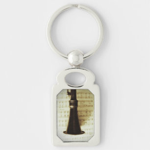 Porte-clés Clarinette argentée vintage