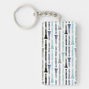 Porte-clés Clarinettes grunges - bleu et gris