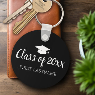 Porte-clés Class of Year and Name Graduation Cap - Black