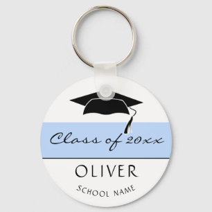 Porte-clés Classe bleue moderne de et de nom de diplômé Gra