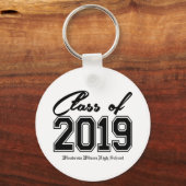 Porte-clés Classe de 2019 Noir & Varsity Graduation (Recto)