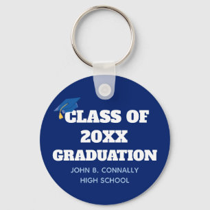 Porte-clés Classe de 2023 Ecole personnalisée Graduation Blue