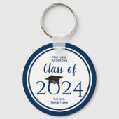 Porte-clés Classe de 2023 Simple Elegant Navy Blue Graduation (Recto)