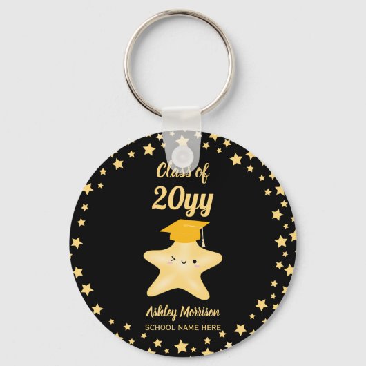 Porte-clés Classe de 2024 Super Star Black and Gold (Recto)