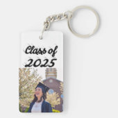 Porte-clés Classe de 2025 noir script graduation photo (Dos)