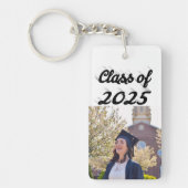 Porte-clés Classe de 2025 noir script graduation photo (Devant)