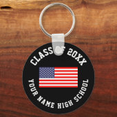 Porte-clés Classe de 20xx diplôme d'études secondaires drapea (Recto)