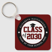 Porte-clés Classe de Burgundy Red Graduate 2023 (Recto)