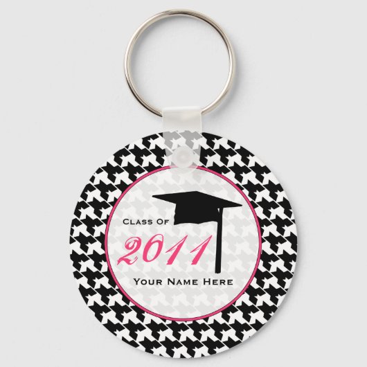 Porte-clés Classe De Graduation De 2011 - Houndstooth & Pink (Recto)