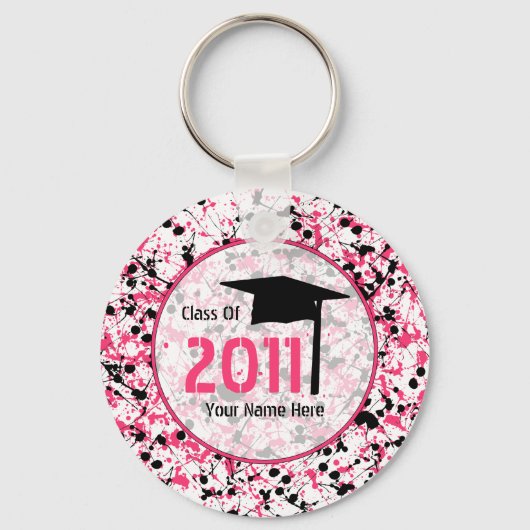 Porte-clés Classe De Graduation De 2011 - Pink & Black Splatt (Recto)
