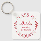 Porte-clés Classe de l'année Nom du diplômé Red Typographie (Recto)