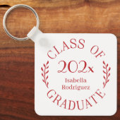 Porte-clés Classe de l'année Nom du diplômé Red Typographie (Recto)