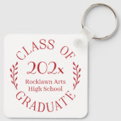 Porte-clés Classe de l'année Nom du diplômé Red Typographie (Dos)