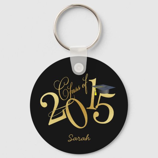 Porte-clés Classe Funky Black and Gold personnalisée de 2015 (Recto)