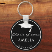 Porte-clés Classe noire moderne de et de nom du diplômé Gradu (Recto)