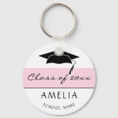 Porte-clés Classe rose moderne et nom du diplômé Graduate (Recto)