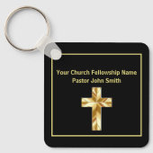 Porte-clés Classeuse Croix Noire d'Église pour Pasteur (Recto)