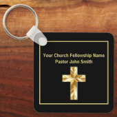 Porte-clés Classeuse Croix Noire d'Église pour Pasteur (Recto)