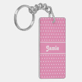Porte-clés Classic Cute Chic Name Pois rose et blanc (Devant gauche)