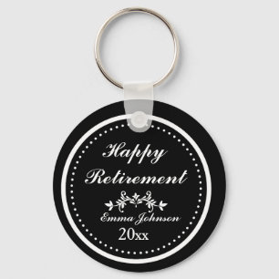Porte-clés Classic noir et blanc Bonne retraite