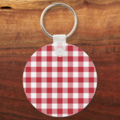 Porte-clés Classic Red and White Gingham Checkered Pattern (Verso)