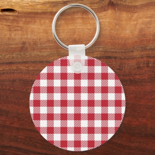 Porte-clés Classic Red and White Gingham Checkered Pattern (Recto)