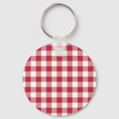 Porte-clés Classic Red and White Gingham Checkered Pattern (Verso)
