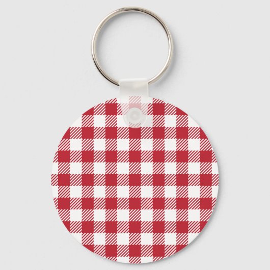 Porte-clés Classic Red and White Gingham Checkered Pattern (Verso)