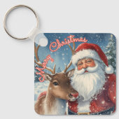 Porte-clés Classic Santa and Reindeer Keychain | Merry Christ (Recto)