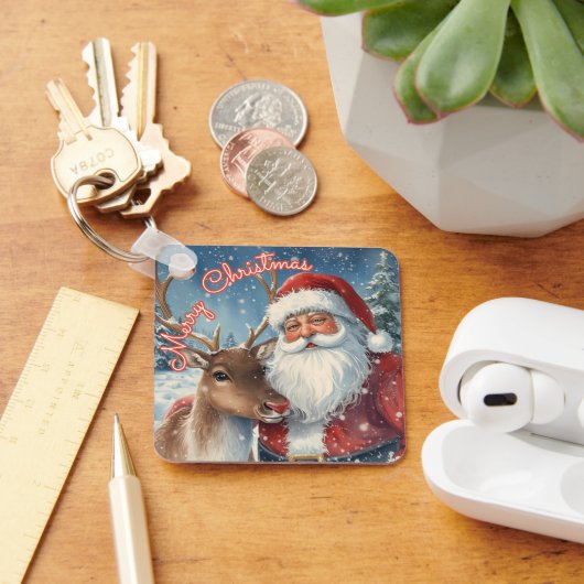 Porte-clés Classic Santa and Reindeer Keychain | Merry Christ (Bureau)