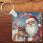 Porte-clés Classic Santa and Reindeer Keychain | Merry Christ (Recto)