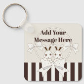 Porte-clés Classique Personnalisé Grille Moderne Cute Bunny T (Recto)