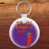 Porte-clés Classique Sassy Et Hot Pepper Diva Violet (Recto)