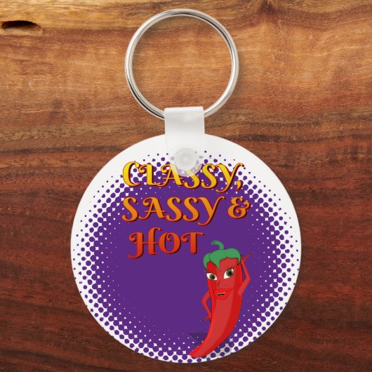 Porte-clés Classique Sassy Et Hot Pepper Diva Violet (Recto)