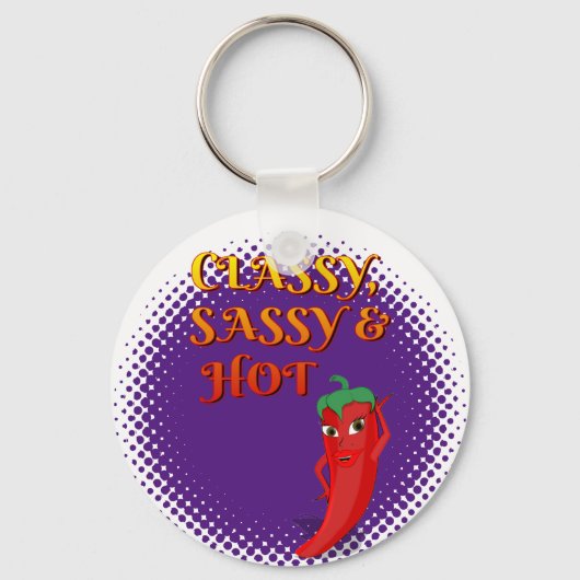 Porte-clés Classique Sassy Et Hot Pepper Diva Violet (Verso)