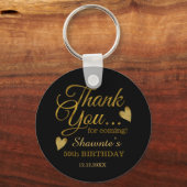 Porte-clés Classy Black and Gold 50e Anniversaire Nom Merci (Recto)