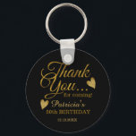Porte-clés Classy Black And Gold 50th Birthday Thank You<br><div class="desc">50th birthday thank you favor keychains with classy gold typography .</div>