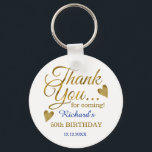 Porte-clés Classy Gold Blue 50th Birthday Merci Favor<br><div class="desc">50e anniversaire merci vous préférez le porte - clé cadeau dans la classe de la typographie bleue et or.</div>