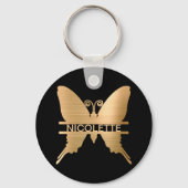 Porte-clés Classy Gold Butterfly Ajouter un nom Monogram Cust (Recto)