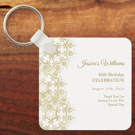 Porte-clés Classy Gold Damask 40e anniversaire (Recto)