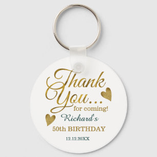 Porte-clés Classy Gold Green 50e anniversaire Merci Favor