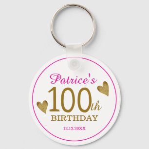 Porte-clés Classy Gold rose 100e anniversaire Merci Favor